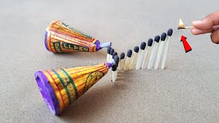 Matchstick Chain Reaction Domino Vs Diwali Crackers Amazing Experiment