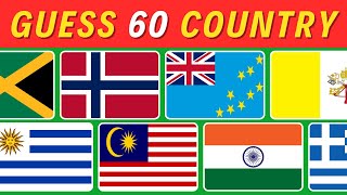 Guess 60 Countries by The Flag🌏🇯🇵🇬🇧🇺🇸🇨🇳 Country Flag 3 Seconds Game🏆🥇