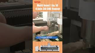 MISHI Multi head 1 by 10 4 axis 3d CNC router for woodworking, high efficiency, fast speed~