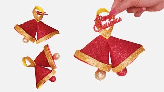 How to Make Christmas Bell | Simple Xmas Bell from Glitter Sheet | Christmas Craft | Christmas Decor