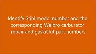 Stihl Walbro Carburetor Identification and Repair Kit Guide Chart