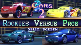 Cars 2 The Video Game 4 Player Split Screen Racing Rookies Vs Pros Gameplay