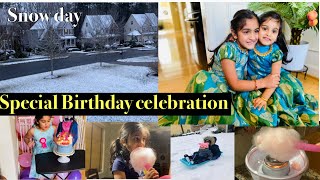 Snow day||special birthday celebrations||Telugu vlogs from USA