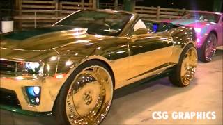 Crazy Chevy Camaro ZL1 All Gold on 30' Forgiatos