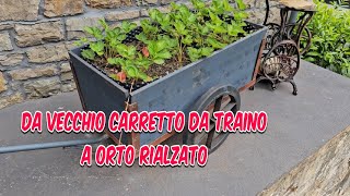 VECCHIO CARRETTO DA TRAINO trasformato in un carino ORTO RIALZATO