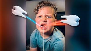 Pulling 2 Baby Teeth at Home | First Loose Tooth Extraction 🦷