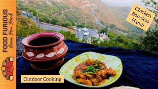 Chicken Boneless Handi Recipe | Outdoor Cooking On Mountain By Food Furious