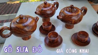 Giao Lưu Bộ Trà Gỗ Sưa Đỏ Và Các Sản Phẩm Từ Gỗ Sưa Bắc Còn Non Khoảng 20 Năm Tuổi  Ấm Chén Gỗ Sưa