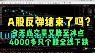 A股反弹结束了吗？今天成交量又降至冰点，4000多只个股全线下跌