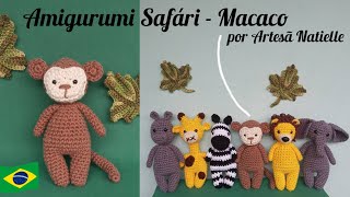 Macaco Amigurumi Safári - corpo base amigurumi sem costura - Artesã Natielle