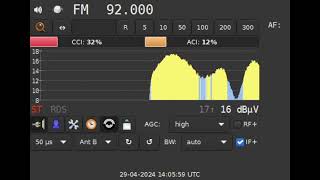 [Sporadic-E]  29.04.2024. 92.0 MHz SWR Kultur Donnersberg  (≈2350km)