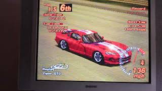 Gran Turismo 2 (PS1 Real Hardware) CRT TV -  Dodge Viper GTS - Red Rock Valley Speedway - Replay