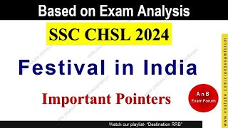 SSC CHSL 2024 Exam Analysis | Festivals in India Important Pointers Static GK