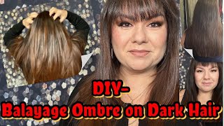 DIY- Balayage Ombre on Dark Hair. How to Lighten Your Hair at Home Step by Step plus Gray Coverage