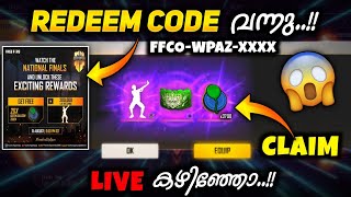 NEW REDEEM CODE FREE FIRE MALAYALAM 🥳// FREE EMOTE 🥳FREE BALLOON TOKENS //FFCO TODAY😍 CLAIM NOW 💥