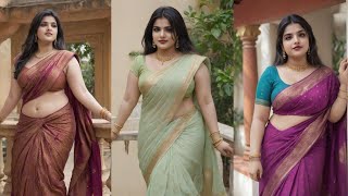 [4K] beauty Indian Lookbook Ai Saree Art video -plus size Part 57