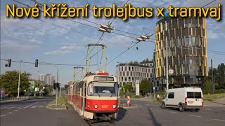 Nové unikátní křížení tramvajové a trolejbusové trati v Praze, 10.8.2023 | 8K HDR