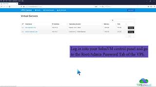 TPEcloud Tutorial: How to Change Your VPS OS Root Admin Password Using SolusVM