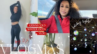 VLOGMAS DAY 07 // GRWM OOTN COLD NIGHT OUT, DRESSING WARM, +HOLIDAY LIGHTS