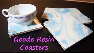 Watch Me Resin: Geode Tile Coasters, Real Crystal Resin Geode Coaster, Resin Tile Coaster Set