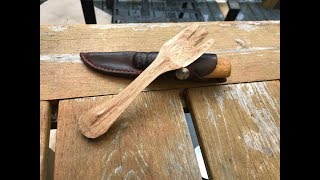 Carving a wooden fork start to almost finish- My first attempt at a fork