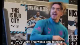 Grealish calls for VAR as he & Bernardo Silva show off their skills in a  game of head tennis