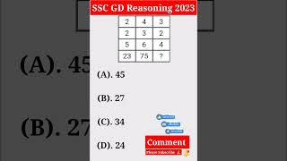 SSC GD Previous Year Question || SSC GD Exam 2023 #sscgd #gdshorts #reasoning #reasoningtricks