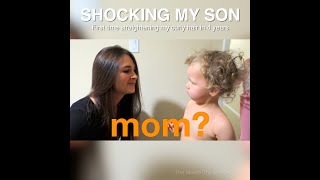 SHOCKING MY SON | First Time Straightening My Curly Hair in 4 Years #shorts