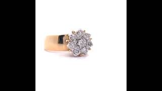 Round 0.65 Carat Diamond Flower Cluster Ring in 14k Yellow Gold