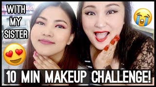 10 MINUTE MAKEUP CHALLENGE ft. My Sister - Day #136