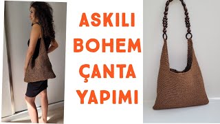 kağıt ip bohem tote çanta yapımı / hasır çanta yapını / knitting bag making #crochet #knit