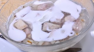 Thai Dessert - Millet & Steamed Taro in Coconut Cream (Look Duey Pieak Puek)