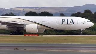 PIA 777-300 takeoff from Manchester Airport