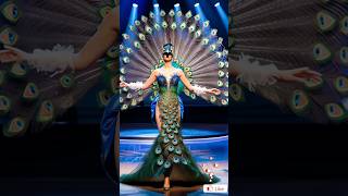 A woman performs a fusion with a peacock on AGT #americangottalent #magic