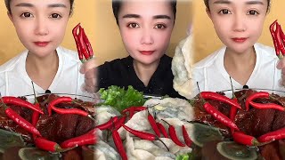 Crispy Giant Shrimp Cutlets | Garlic chili eating show | spicy hot pot with alots off chili 🌶️🔥🥵