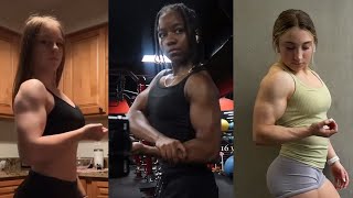 Young muscle girls flexing her biceps - Compilaton #1