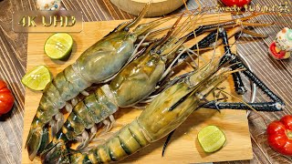 【4K-SUBs】Grilled Prawn home made ย่างกุ้งแม่น้ำ 自制烤虾