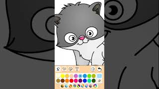 Coloring a gray cat, with odd eyes #coloring #cats #oddeyecat