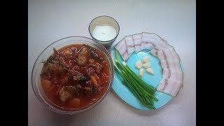 Украинский борщ с фасолью /  Ukrainian borsch with beans