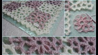 How to JOIN Crochet Lace Flower Square Motif for blanket very easy ➡2