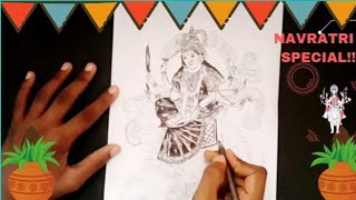 Maa durga drawing with Black pen!! Durga puja special 🎉🎉🎉🎉