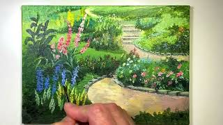 Studio Ghibli Scene/Flower Path/ TimeLapse/ Easy Acrylic Painting Tutorial For Beginners #351