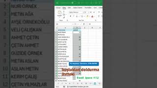 Excel boşlukların üsttekiyle doldurulması #excel #shorts #exceltips