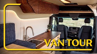 Professional Woodworker's Incredible 4x4 Sprinter Van w/ SHOWER | Walnut Cabinets / VAN TOUR