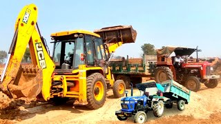 Jcb and Tractor Working Loading Mud in Trolly Massey 241&1035 John Deere Attech Water Tank| jcb wala