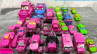 🚗Cleaning muddy For Lighnting McQueen Cars: Mater Monster Truck, Arvy, Dr. Damage, King Dinoco, Red