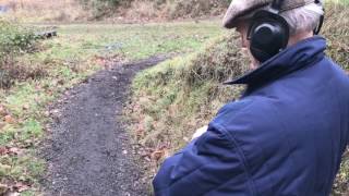 Francis George trying his AYA Yeoman 12 bore side by side at JJs Clay Pigeon Club