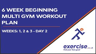 6 Week Beginners Multi Gym Workout Plan (Week1, 2 & 3) - Day 2