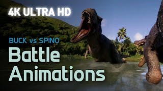 [Jurassic World Evolution 2] Buck vs Spino Battle Animation (In-Game Footage 4K 60fps)