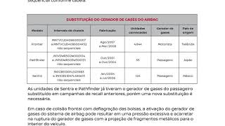 AVISO DE RECALL NISSAN